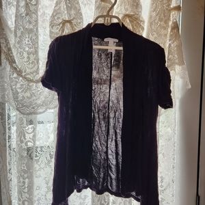 Black lightweight short sleeve cardigan